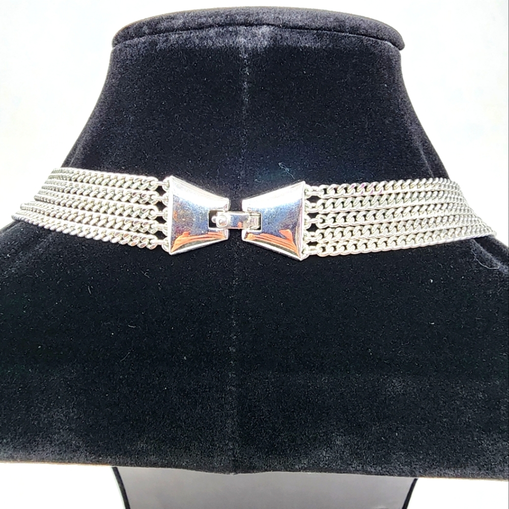 Vintage Monet Multi Strand Silver Box Chain Necklace - Picture 11 of 14